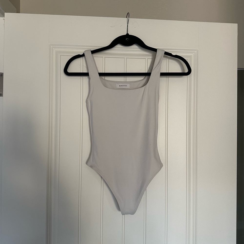Aritzia Off-white square neck contour body suit